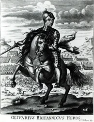 Ridsporträtt av Oliver Cromwell (1599-1658)